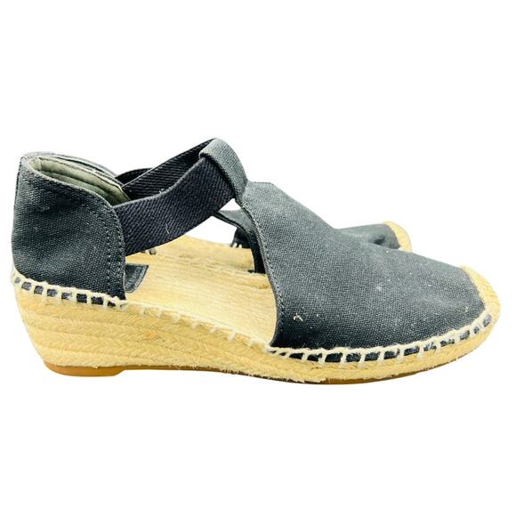 🌿 Tory Burch Canvas Espadrille Wedge Sandals Natural Beige 8.5 Boho Chic FLAW - Picture 4 of 8